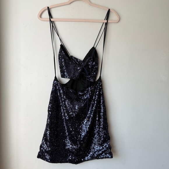 Hello Molly Wanna Know How You Feel Navy Sequin Mini Dress US 6 - Picture 12 of 14
